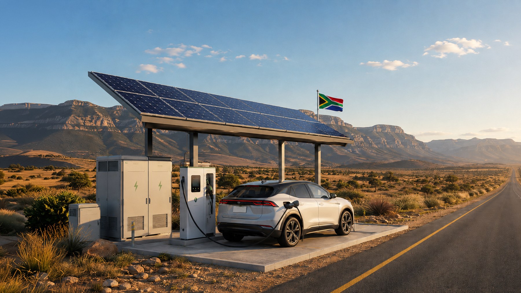 Solar-powered off-grid EV charging station in South Africa